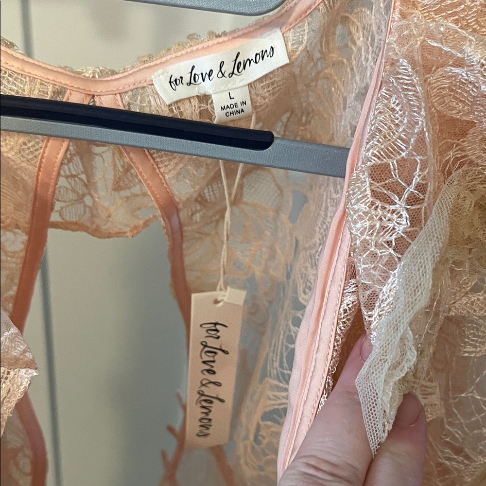 For Love And Lemons Lace Top in Pink and Cream - Picture 4 of 5